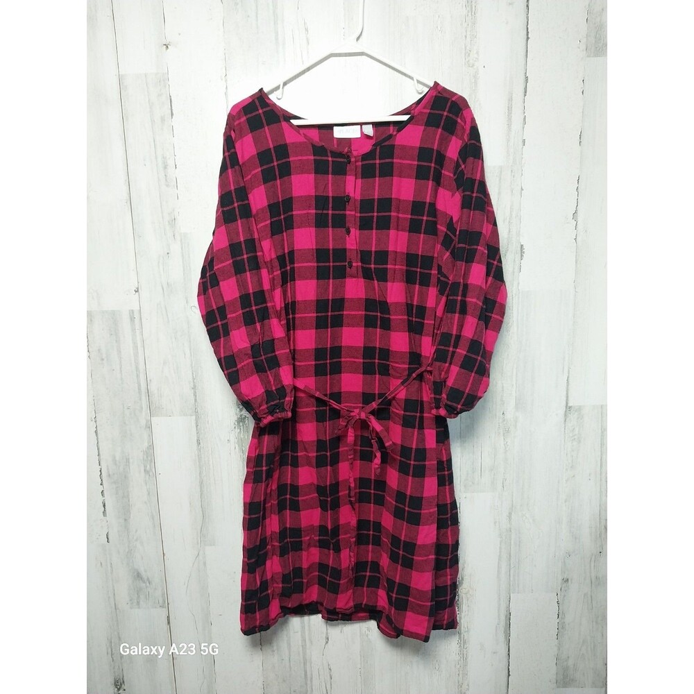 Children's Place Womens Matching Family Buffalo Plaid Flannel Shirt Dress red XL